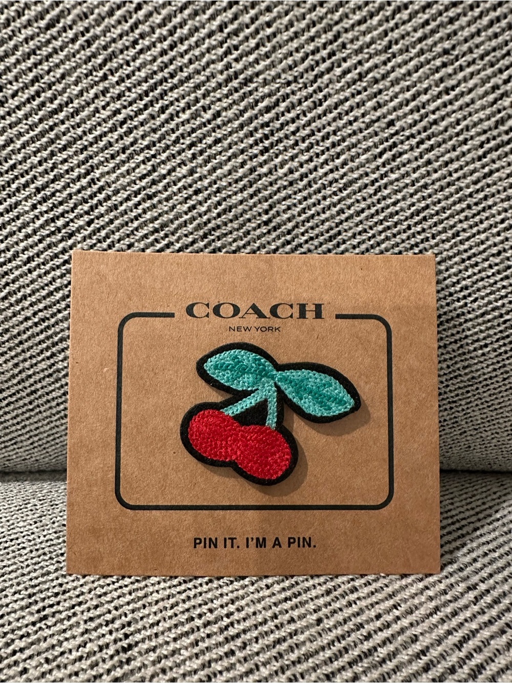 NWT Coach New York Embroidered Cherry Lapel Pin Badge (Style F27369)
